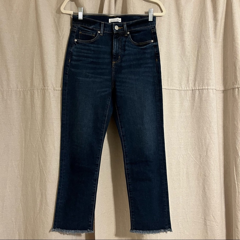 Loft High Waist Straight Dark Wash Jeans